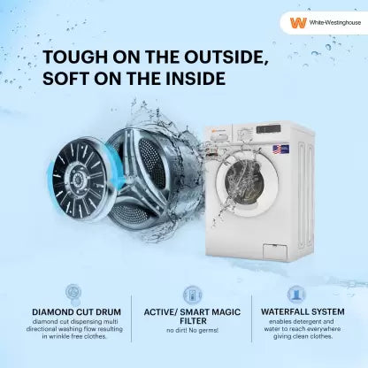 White Westinghouse (Trademark by Electrolux) 10.5 kg Fully Automatic Front Load Washing Machine with In-built Heater White (HDF1050) (OPEN BOX) White Westinghouse (Trademark by Electrolux) 10.5 kg Fully Automatic Front Load Washing Machine with In-built Heater White (HDF1050) (OPEN BOX)